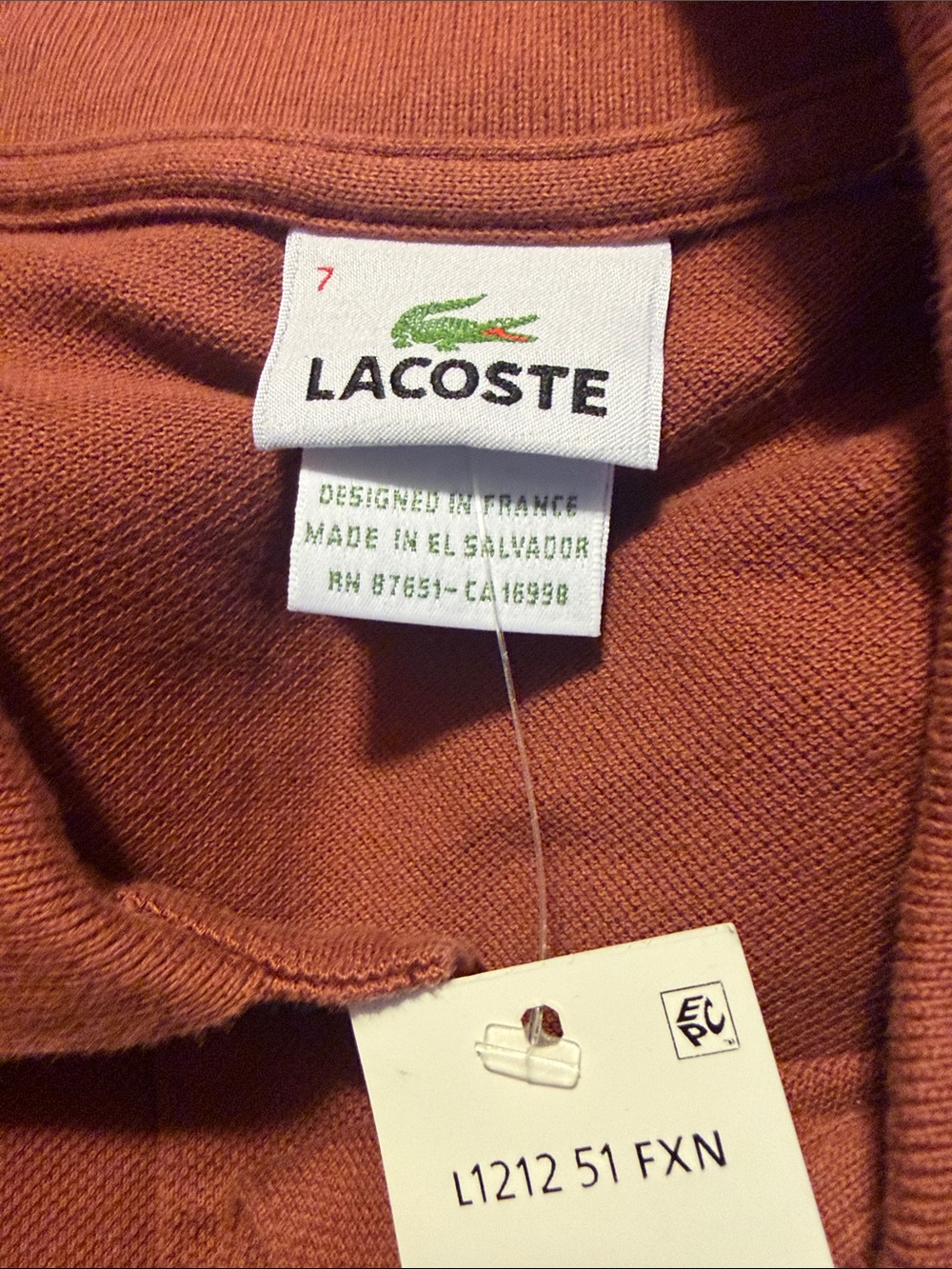 Lacoste Men's Brick Red Polo Shirt with Signature Crocodile - Picture 3 of 7
